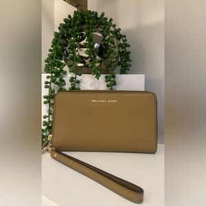 Michael Kors Brown/Dark Tan Zip-Around Wallet